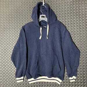 TV Sports Navy Blue vintage 100% Cotton Pullover Hoodie‎ Mens Size Small